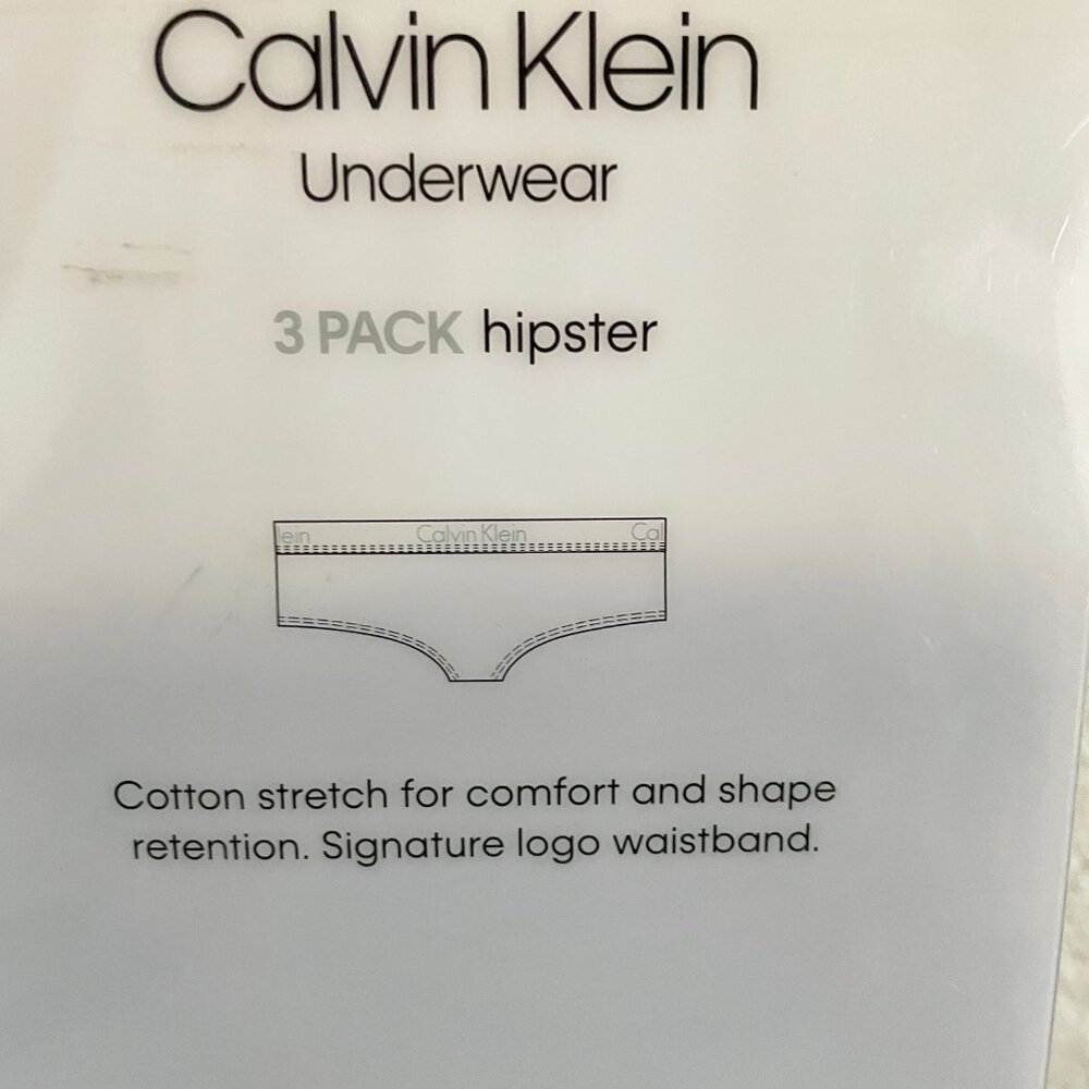 NEW Calvin Klein 3 Pack Hipster Logo Underwear S Black Gray White Cotton Stretch - Picture 4 of 5